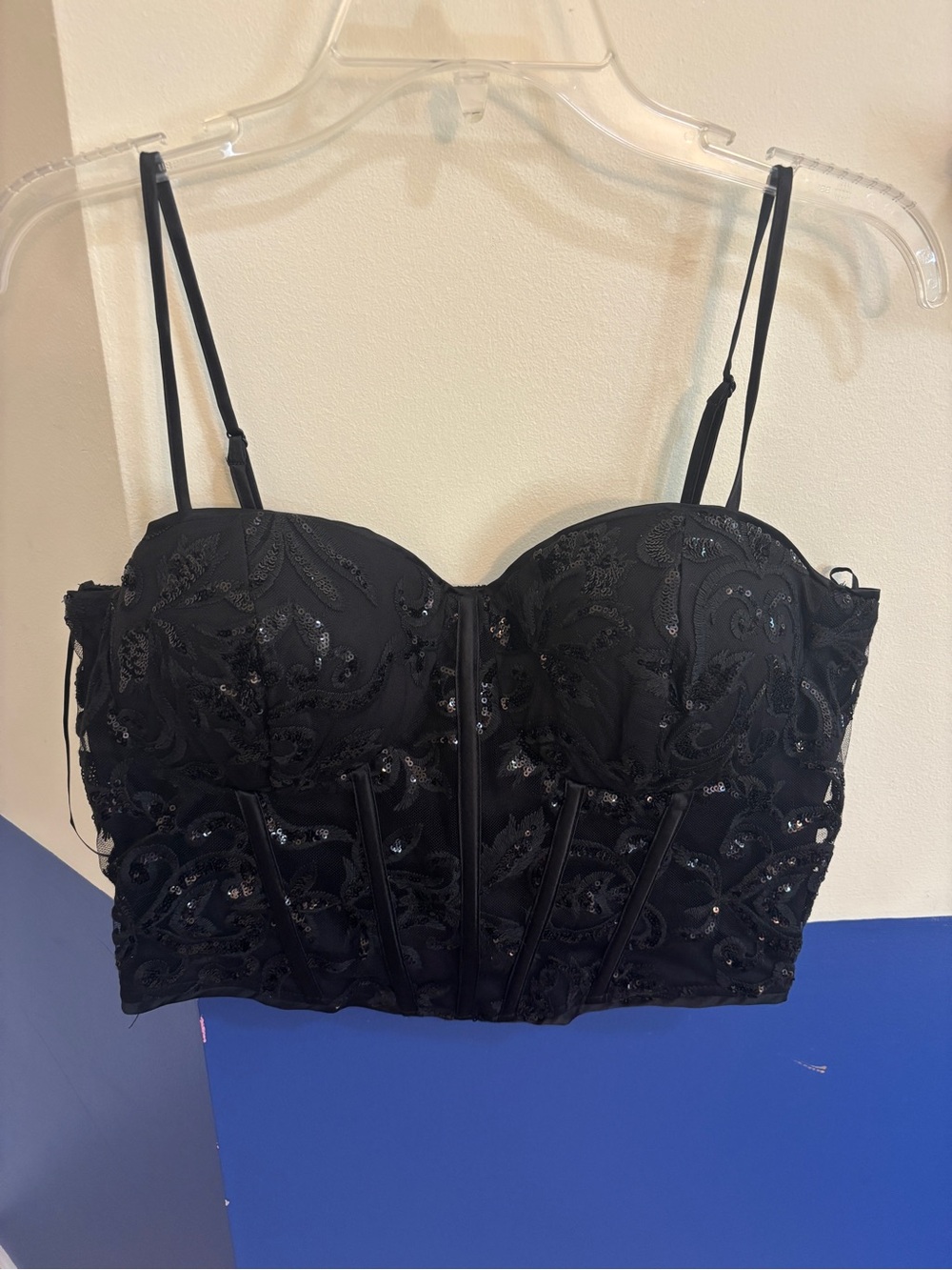 Francesca's Collections Black Embellished Bustier Top
